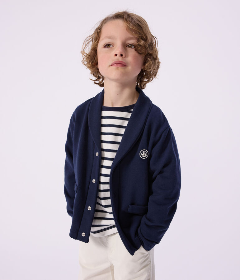 Children's plain cotton cardigan blue