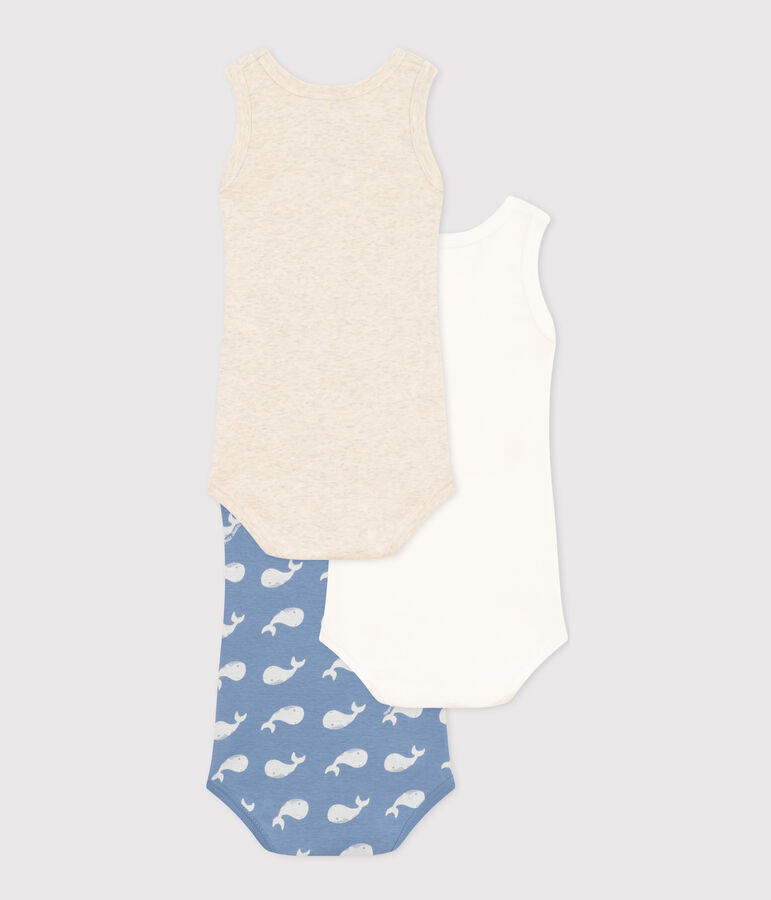 Babies' Sleeveless Cotton Whale Bodysuits - 3-Pack multicolor