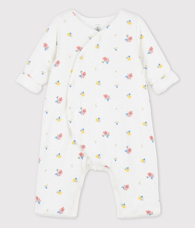 Babies' Organic Tube Knit Print Long Playsuit white/pink