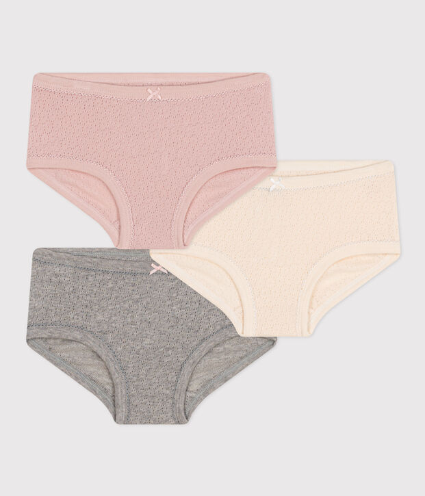 Children's High-Waisted Openwork Cotton Knickers - 3-Pack multicolor