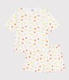 Women's short-sleeved pyjamas in fruit print cotton