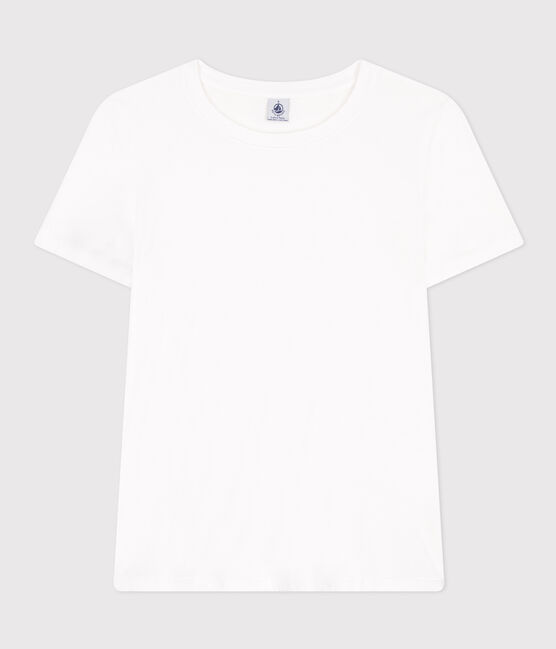 Women's Straight Round-Neck Cotton T-Shirt ECUME white