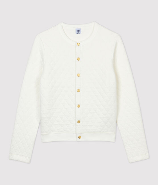 Women's Quilted Tube Knit Cardigan MARSHMALLOW white