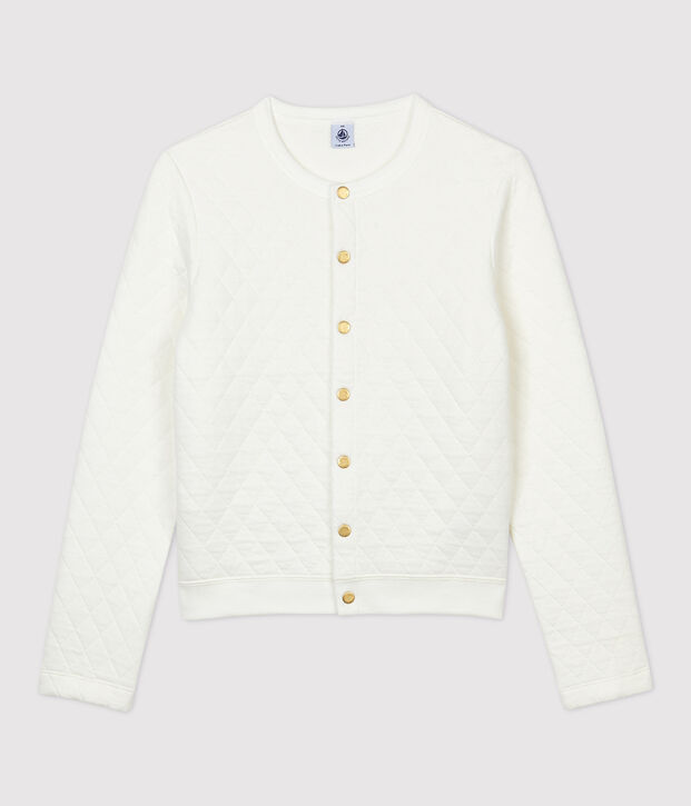 Women's Quilted Tube Knit Cardigan white