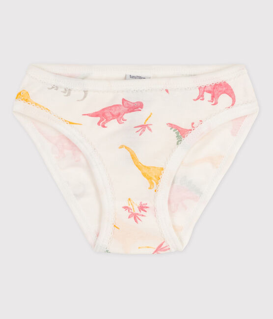 Girls' Cotton Briefs MARSHMALLOW white/MULTICO white