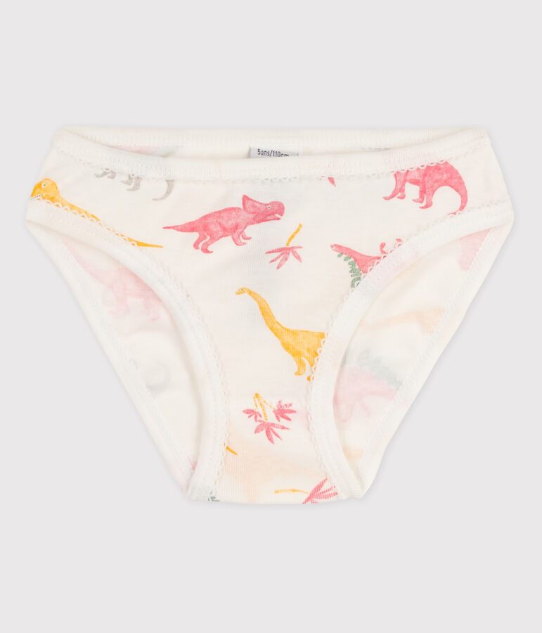 Girls' Cotton Briefs MARSHMALLOW white/MULTICO white