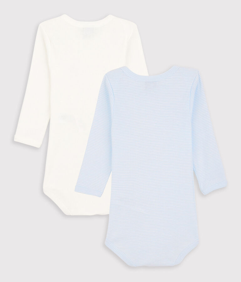 Babies' Pinstriped Organic Cotton Long-sleeved Bodysuits - 2-Pack multicolor