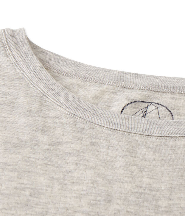Women's maxi T-shirt in mottled extra-fine tube knit grey