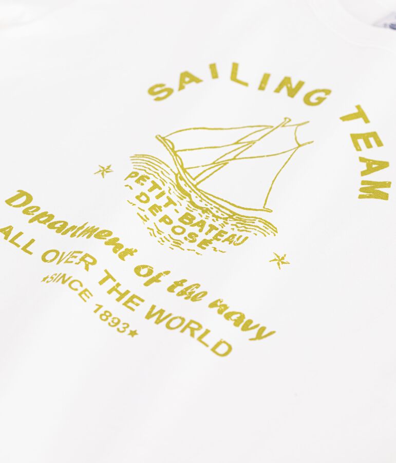 Children's short-sleeved cotton T-shirt MARSHMALLOW white