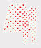 Girls' or Women's Heart Print Ribbed Pyjamas MARSHMALLOW white/TERKUIT red
