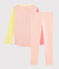 Girls' Ribbed Pyjamas MARSHMALLOW white/MULTICO white