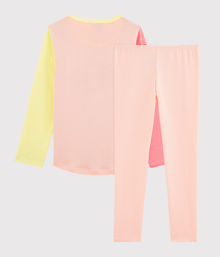 Girls' Ribbed Pyjamas MARSHMALLOW white/MULTICO white