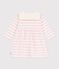 Babies' Breton stripe cotton dress with long sleeves and a sailor collar MILK pink/MARQUISE