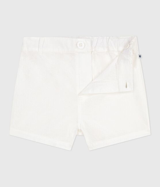 Babies' stripy seersucker shorts ECUME white