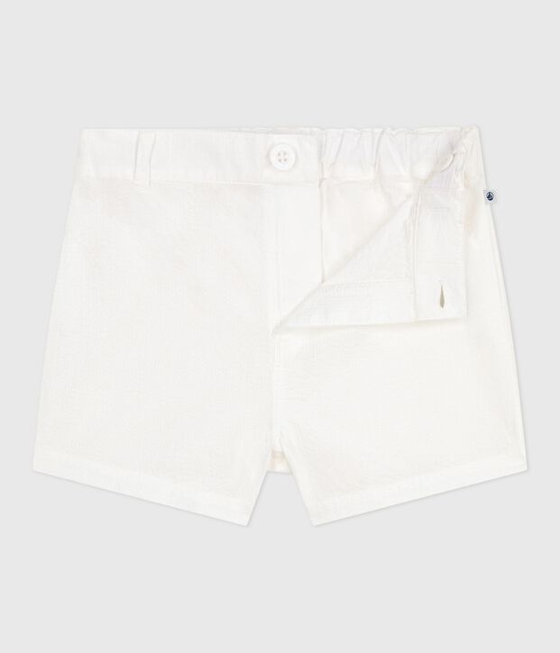 Babies' stripy seersucker shorts white