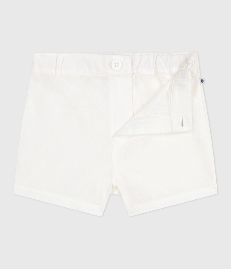 Babies' stripy seersucker shorts white