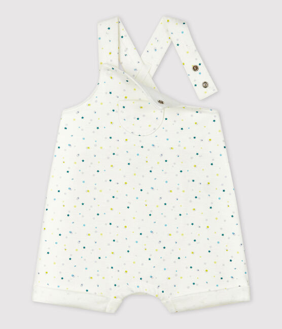 Babies' Double-Sided Organic Cotton Jersey Playsuit MARSHMALLOW white/MULTICO white