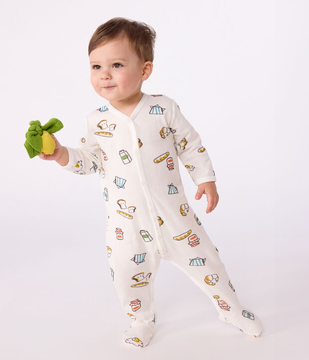 Babies' printed tube knit pyjama suit white/multicolor