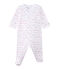 Baby girl's striped double knit sleepsuit ECUME white/ROSE pink/OR