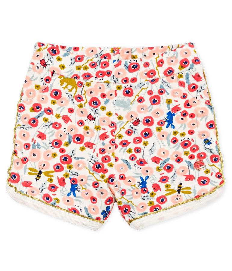 Baby girls' printed shorts MARSHMALLOW white/MULTICO white
