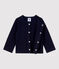 Babies' Plain Thick Organic Jersey Cardigan SMOKING blue
