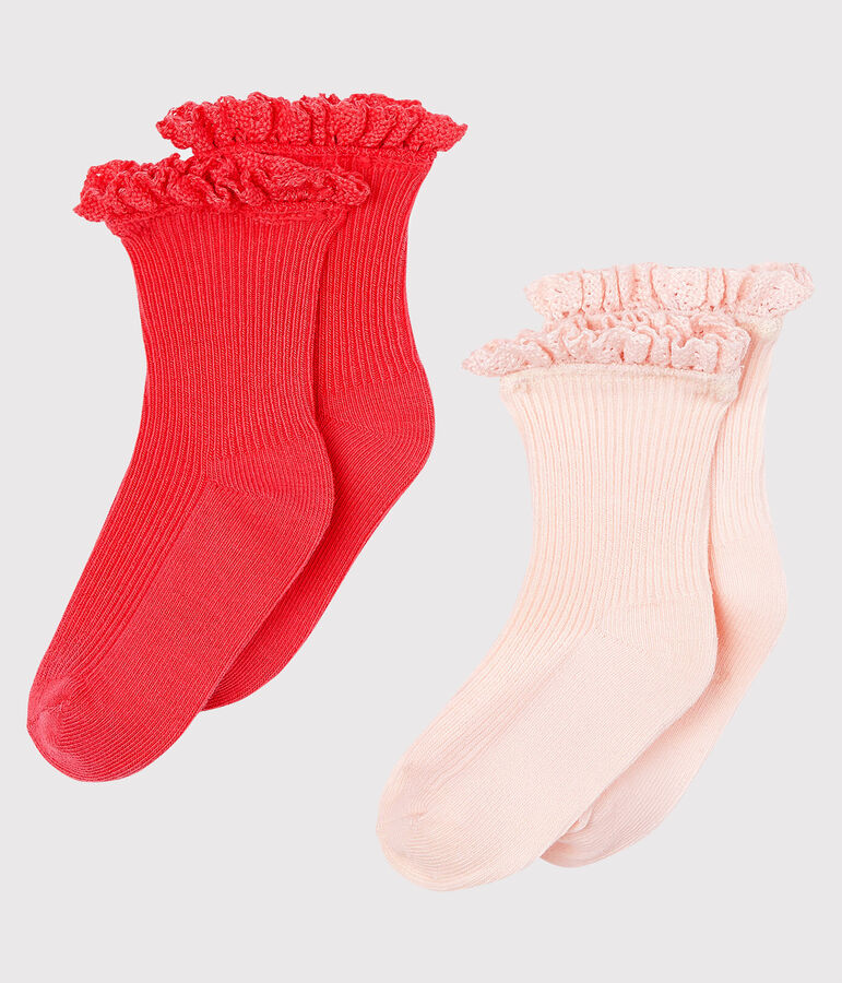 Baby Girls' Lace Socks - 2-Piece Set GROSEILLER pink