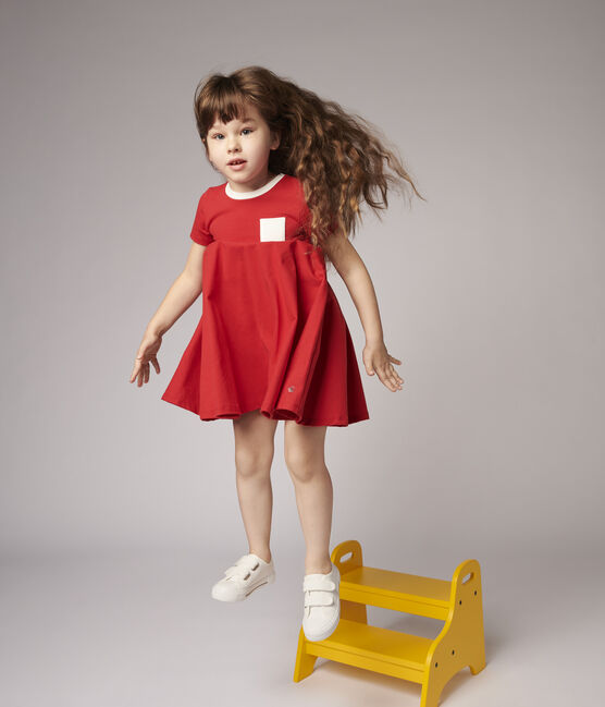 Girls' Short-Sleeved Jersey Dress TERKUIT red