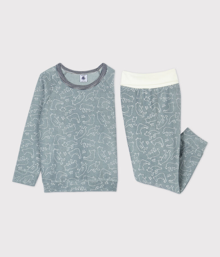 Unisex Bear Brushed Terry Towelling Pyjamas grey/white