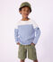 Children's stripy cotton Breton top MARSHMALLOW white/PERSE blue
