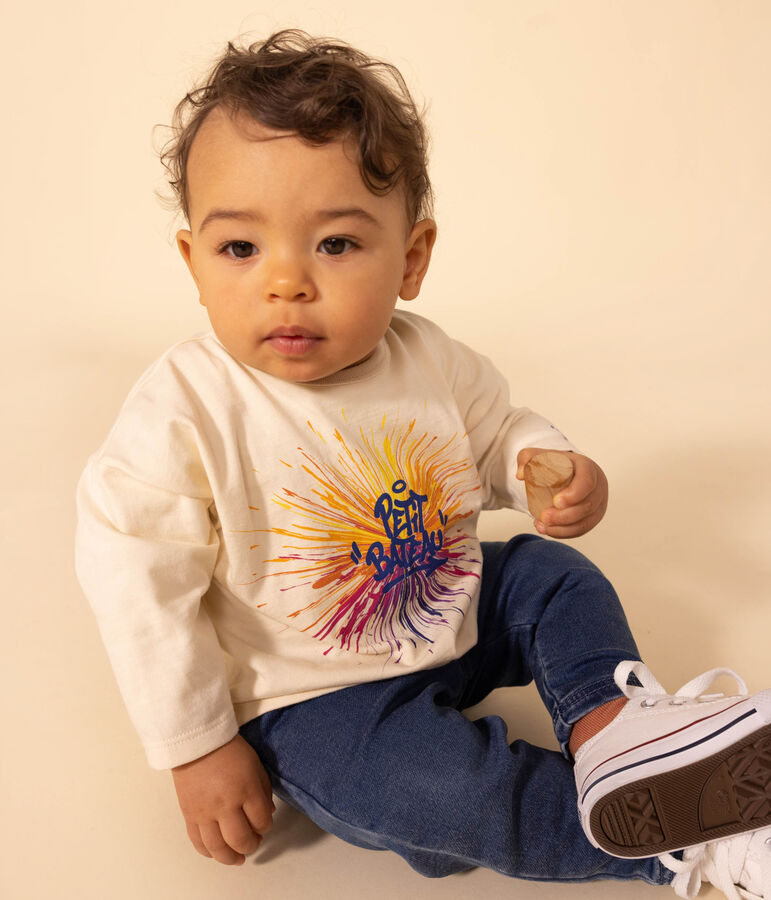 Babies' Long-Sleeved Jersey T-Shirt Ecru