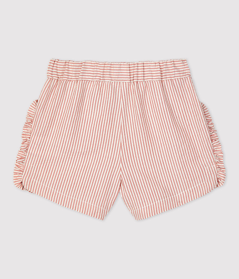 Babies' Organic Striped Seersucker Shorts pink/white