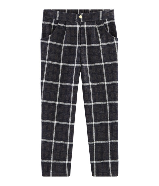 Girls' Checked Knit Trousers grey/multicolor