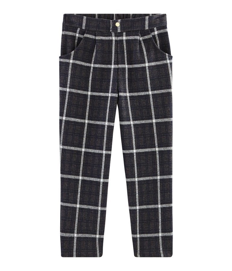 Girls' Checked Knit Trousers CITY black/MULTICO white