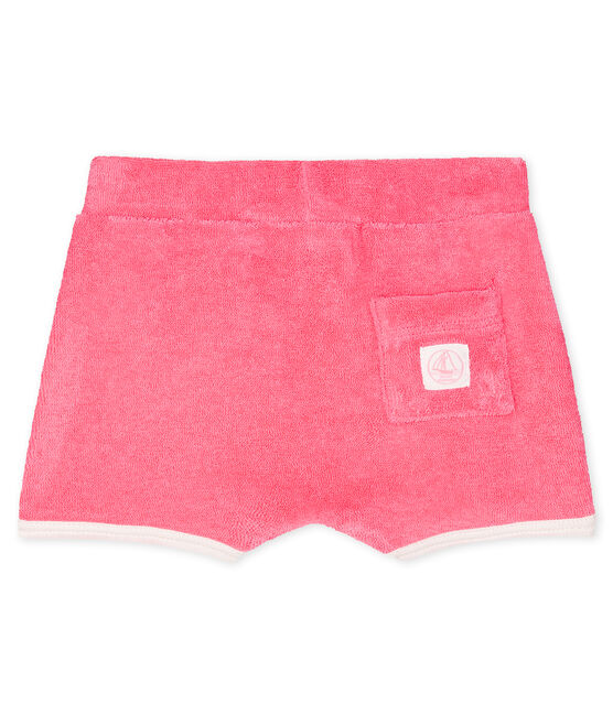 Baby girls' towelling shorts CUPCAKE pink/MARSHMALLOW white