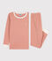 Children's Unisex Pinstriped Snugfit Cotton Pyjamas BRANDY pink/MARSHMALLOW white