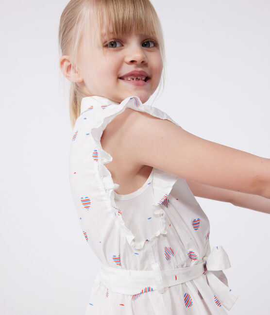 Children's sleeveless heart-print cotton dress AVALANCHE white/MULTICO