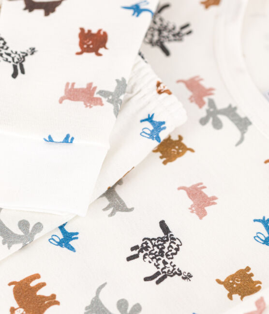 Children's Unisex Snugfit Cotton Pyjamas MARSHMALLOW white/MULTICO white