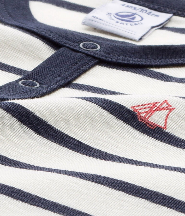 Pyjacourt gar&ccedil;on ray&eacute; white/blue