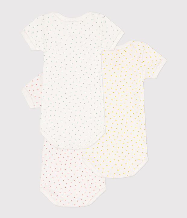 Short-Sleeved Cotton Heart Bodysuits - Pack of 3 multicolor