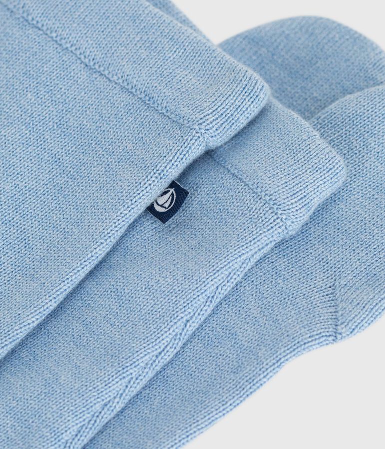 Babies' trousers in a wool and cotton knit FLO blue