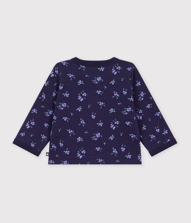 Babies' floral-print cotton cardigan blue/multicolor
