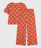 Women's Heart Themed Cotton Pyjamas BRANDY /AVALANCHE