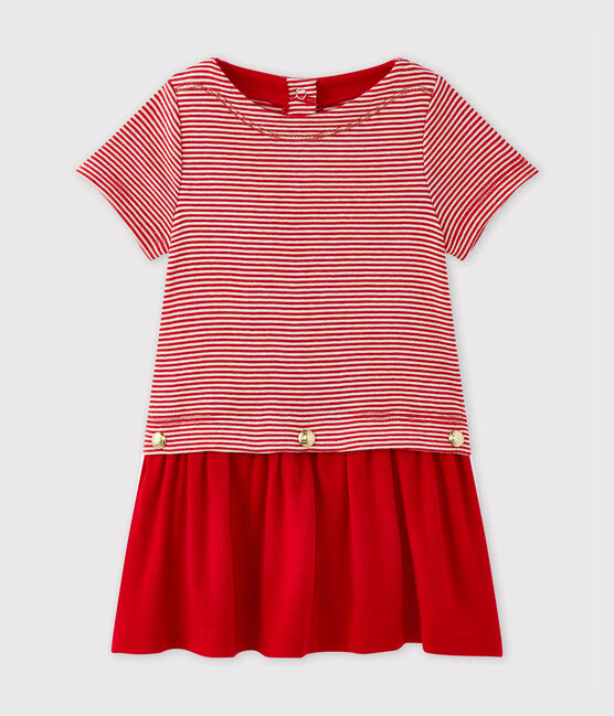 Baby girl's milleraies-striped dress TERKUIT red/MARSHMALLOW white