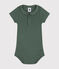 Babies' Short-Sleeved Cotton Bodysuit with Peter Pan Collar CROCO green
