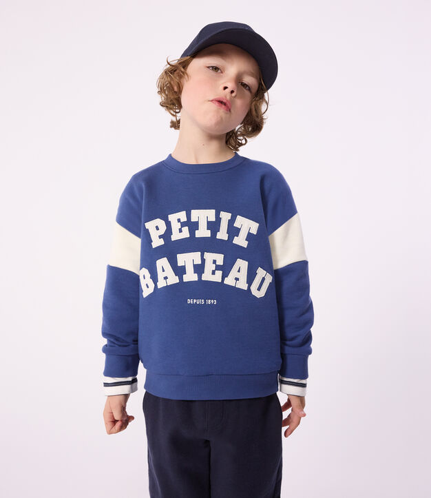 Children's cotton sweatshirt blue/ecru