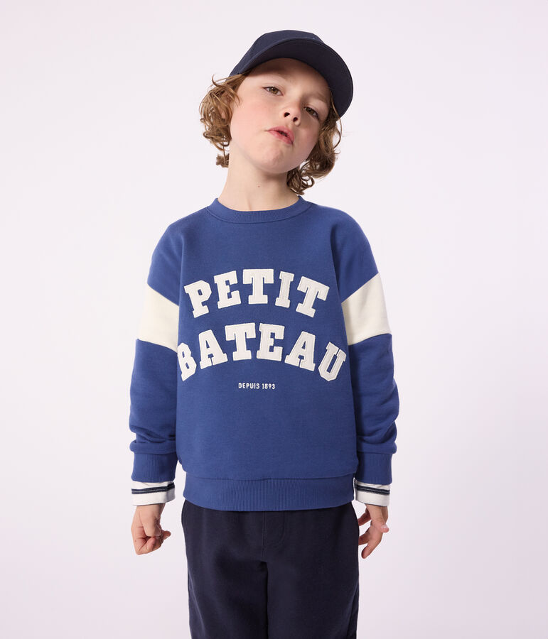 Children's cotton sweatshirt blue/ecru