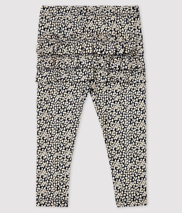 Baby girl's printed leggings SMOKING blue/MARSHMALLOW white