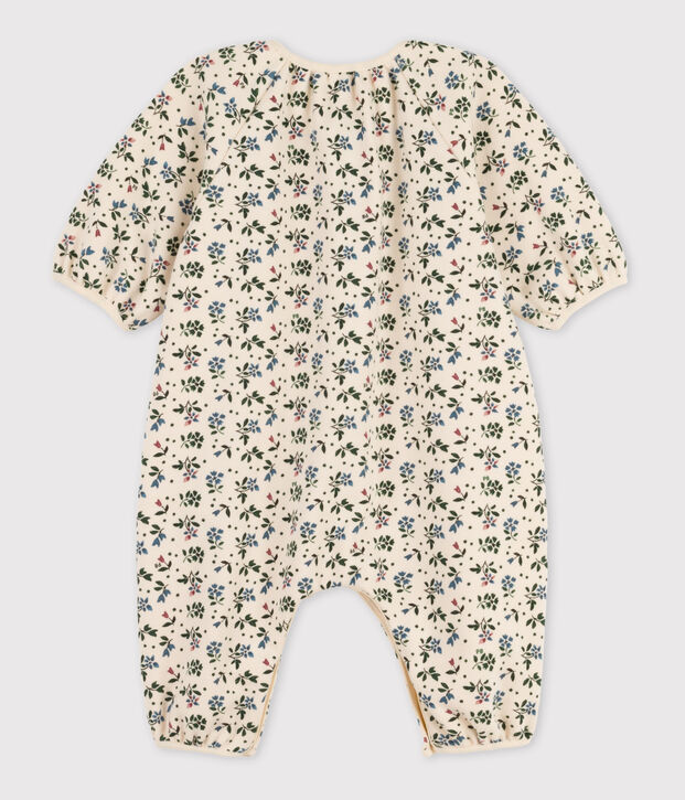 Babies' Patterned Cotton Jumpsuit Ecru/multicolor