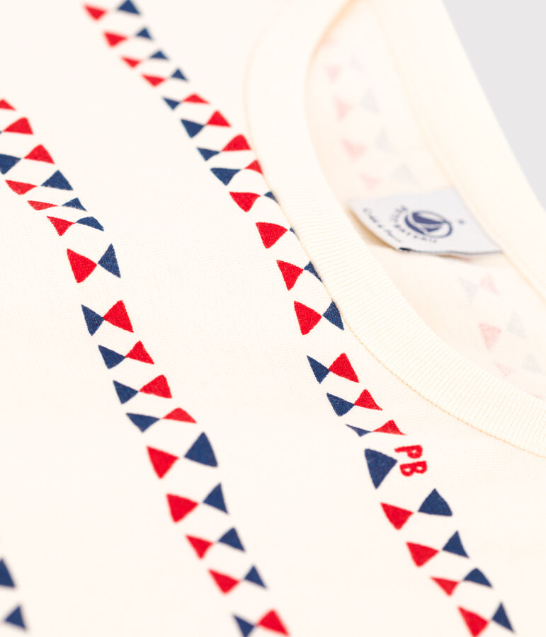 Women's Boxy Cotton T-Shirt Ecru/red/multicolor