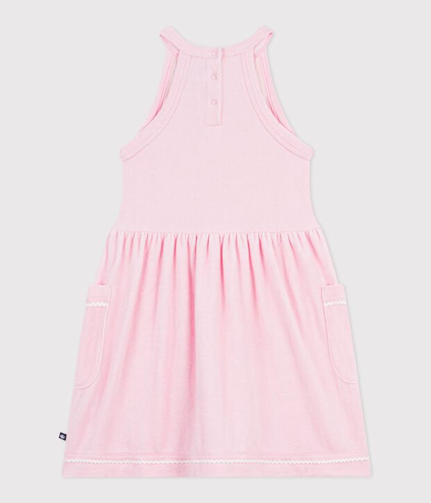 Children's sleeveless plain cotton dress pink
